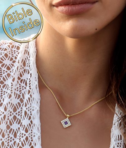 Gold Necklace Shop Square Pendant With Nano Bible Inside From My Nano Jewelry