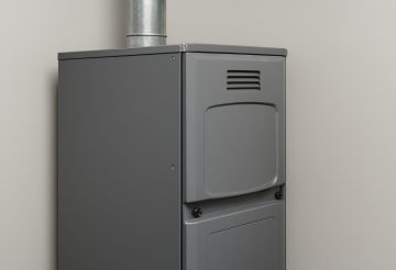 Close-up view of a heating furnace in a home setting